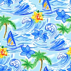 Hawaiian waves seamless pattern