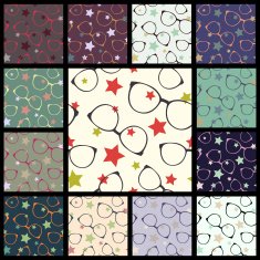 Set of vector seamless patterns with glasses