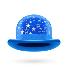 Blue starred bowler hat