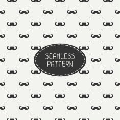 Vector seamless pattern with curly hipster gentleman mustache Background