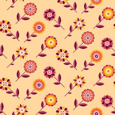 Seamless retro pattern of different colored summer flowers N3