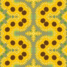 Spring background tile with flower waves on blur green area