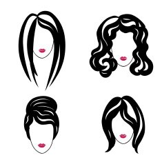 Hair styly set Woman silhouettes collection Female beauty icons