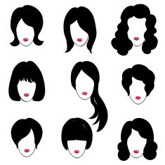 Hair style set Woman profiles Girl beauty icons