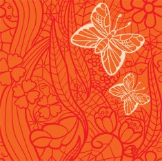 Seamless lacy pattern with flowers and butterflies N2