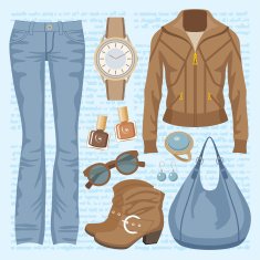 Fashion set with jeans and a jacket vector