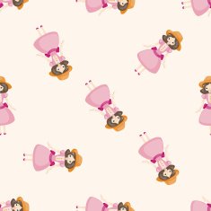 lady girl cartoon seamless pattern background N75