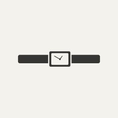 Flat in black and white mobile application wrist watch