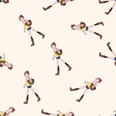 shopping girl cartoon seamless pattern background N9