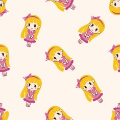 girl cartoon seamless pattern background N9