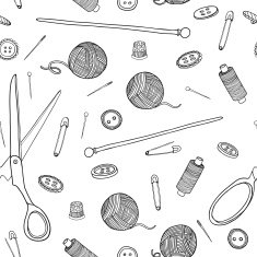 Seamless pattern with sewing elements Monochrome color Vector