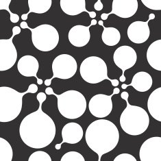 Black and white round bubbles repeat pattern Vector background wallpaper