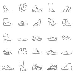 Shoes line icons set Vector
