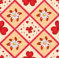 Pattern with cartoon hearts and flower N2