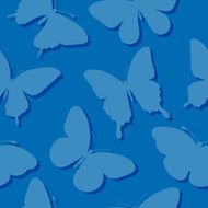 seamless background with butterflies silhouettes in blue colors
