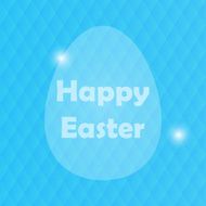 Easter Greeting Card with Egg and blured blue background