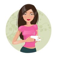 Girl drinking coffee Vector illustration N2