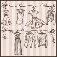 sketched ladies wardrobe