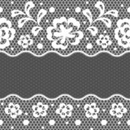 Lace fabric seamless border with abstract flowers