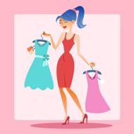 Girl shopping dress choice