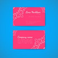 Pink Business Card Template with Decorative Ornament