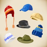 set of different styles hats