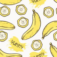 Fruit seamless pattern with banana in vector