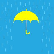 Blue umbrella and rain lines Template Flat design