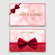 Gift cards with red bow and glitter