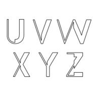 alphabetic font U V W X Y and Z