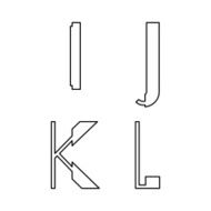 alphabetic font I J K and L