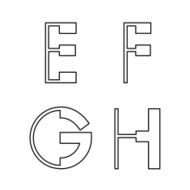 alphabetic font E F G and H