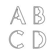 alphabetic font A B C and D