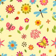 Natural pattern with beautiful flowers beetles and butterflies N2