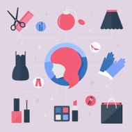 Beauty and fashion concept flat icons vector illustration