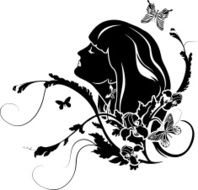 Female profile with flowers