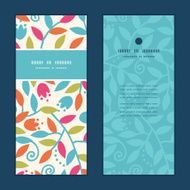 Vector colorful branches vertical frame pattern invitation greeting cards set