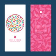 Vector colorful branches vertical round frame pattern invitation greeting cards