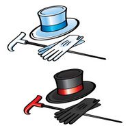 Top hat gloves and cane
