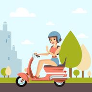 Beautiful woman with her scooter