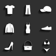 Clothes flat vector icons set