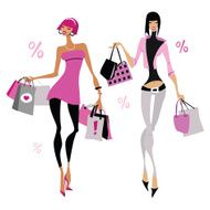 Women With Shopping Bags N3