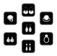Set of black icons with jewelry