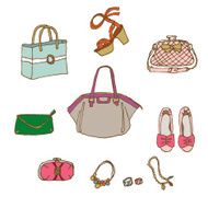Hand drawing sketch of fashion accessories