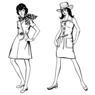 Two women in fashionable clothes