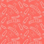 Seamless orange pattern with accessories