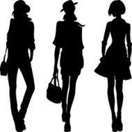 Vector silhouette of fashion girls top models N2