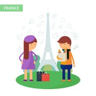 France travel vector illustration flat style