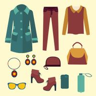 vector fashion clothes and accessories for women design