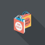 shopping paper bag flat icon with long shadow eps10 N50